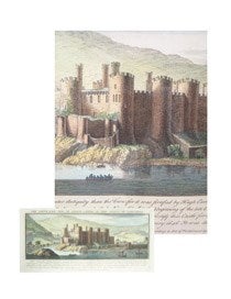 The North East View of Conway Castle, in the County of Caernarvon -- Original Engraving from Buck's Antiquities; or, Venerable Remains of... Castles, Monasteries, Palaces, &c. &c., Number 372