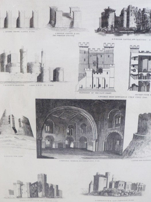 Item #1665588 1839 Castellation Engraving Showing Various Historical Fortifications. J. Barnett.