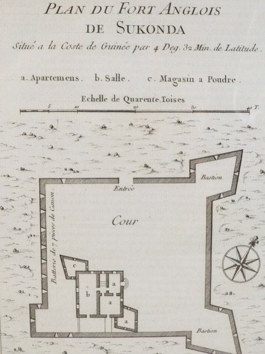 Item #1665735 1747 Plan from Prevost's 'Histoire Generale des Voyages': Plan du Fort Anglois de Sukonda, Situe a la Coste de Guinee par 4. Deg. 32. Min. de Latitude. Prevost.