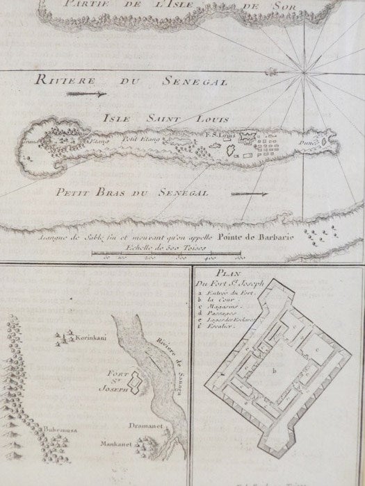 Item #1665738 1747 Map and Plan from Prevost's 'Histoire Generale des Voyages': Plan du Fort St Joseph with Two Maps. Prevost.