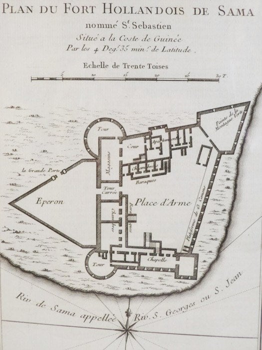 Item #1665741 1747 Plan from Prevost's 'Histoire Generale des Voyages': Plan du Fort Hollandois de Sama nomme St Sebastien, Situe a la Coste de Guinee par les 4 Deg. 35 mins. de Latitude. Prevost.