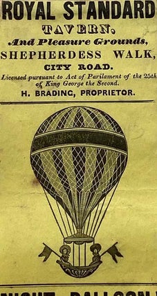 Original 1839 British Ballooning / Circus Advertisement: Mr. Gypson's Royal Standard Balloon, Advertised together with Musical Entertainment, Trapeze Artists, and Fireworks