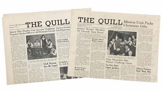 Item #2310948 The Quill: October, 13, 1948, Volume XVII, No. 3; November 29, 1948, Volume XVII, Number 6. Our Lady of Mercy High School.
