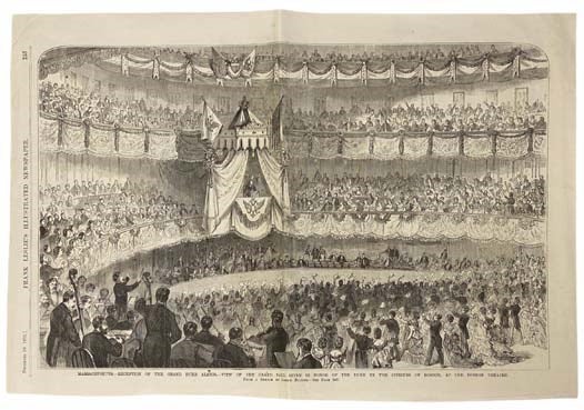 Item #2310950 Massachusetts--Reception of the Grand Duke Alexis--View of the Grand Ball Given in Honor of the Duke by the Citizens of Boston, at the Boston Theatre. From a Sketch by Joseph BeckerFrank Leslie's Illustrated Newspaper, December 30, 1871.