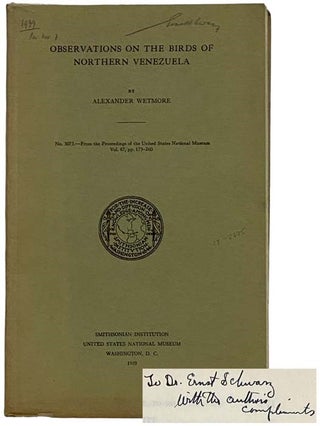 Item #2324438 Observations on the Birds of Northern Venezuela - No. 3073 from the Proceedings of...