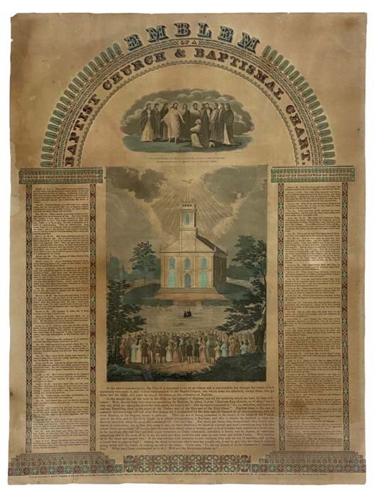 Item #2326311 Emblem Baptist Church & Baptismal Chart, 1836, Single Sheet.