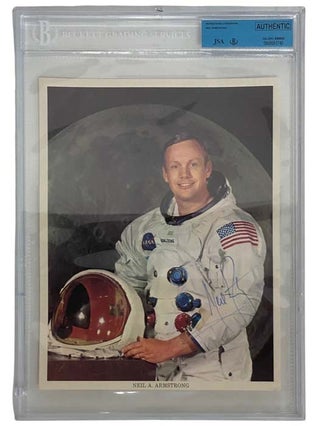 Item #2327442 Signed, Slabbed NASA Photograph of Apollo 11 Commander Neil Armstrong, Uninscribed...