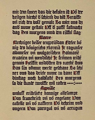 Gutenbergs Calendar of the Turks for the Year Fourteen Hundred Fifty-Five, Printed from the Reconstructed Type of Gutenberg and Rubricated by Hand in the Gutenberg Workshop [with] A Warning Cry of Christianity Against the Turks