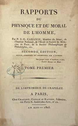 Rapports du Physique du Moral de l'Homme, Tome Premier et Second.