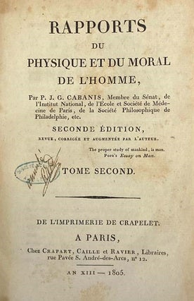 Rapports du Physique du Moral de l'Homme, Tome Premier et Second.