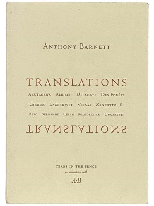 Item #2332945 Translations. Anthony Barnett.
