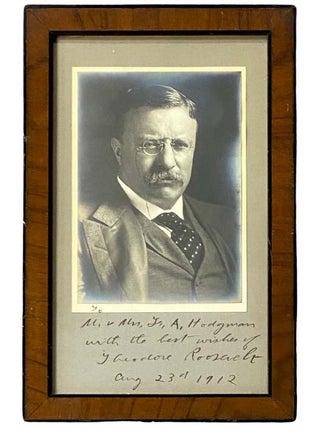 1912 Framed Signed Silver Gelatin Photograph of Theodore Roosevelt, 4 5/8 x 6 5/8, Inscribed and. Theodore Roosevelt.