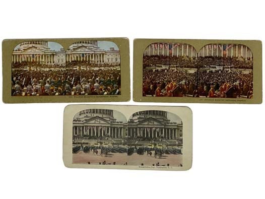 Item #2333157 Three Stereo View Cards Depicting Theodore Roosevelt's Inaugural Address: 133 - President Roosevelt Addressing Senators; 137 - President Roosevelt's Inauguration Address; Inauguration Day, Washington, D.C. [Stereogram]. Theodore Roosevelt.