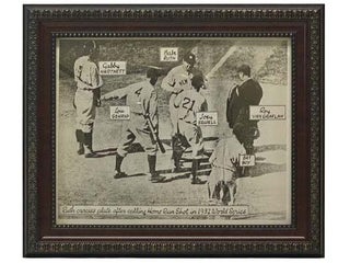 Item #2334320 Framed Black-and-White Photocopy of Photograph of Babe Ruth's Home Run in 1932...
