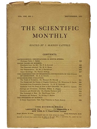 Item #2340034 The Scientific Monthly, September, 1925, Vol. XXI, No. 3. J. McKeen Cattell