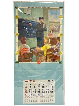 22 x 44 Color 1957 Traffic Safety Poster, Artwork by Arthur Ernest Frahm (5608