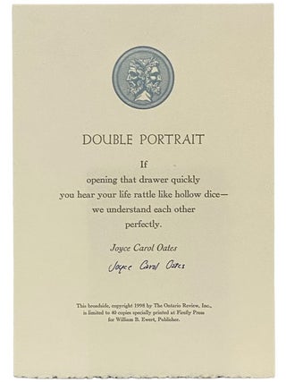 Broadside: Double Portrait. Joyce Carol Oates.