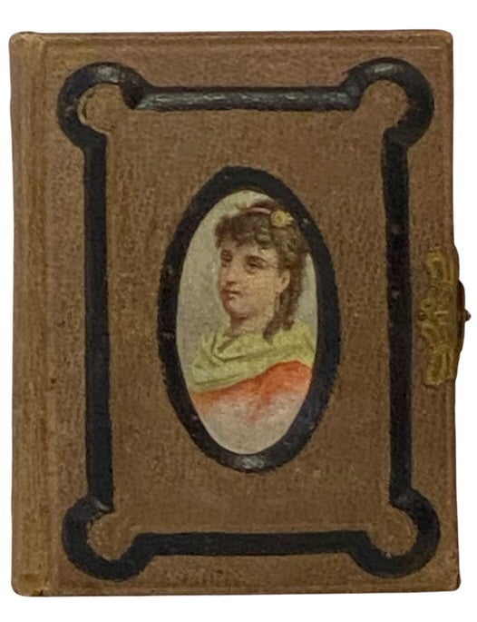 Item #2345250 19th Century Photograph Album with Decorative Brass Clasp, Embossed Design with Color Cameo Portrait, Gilt Edges.
