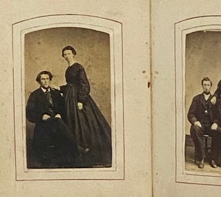 19th Century Photograph Album with Decorative Brass Clasp, Embossed Design with Color Cameo Portrait, Gilt Edges
