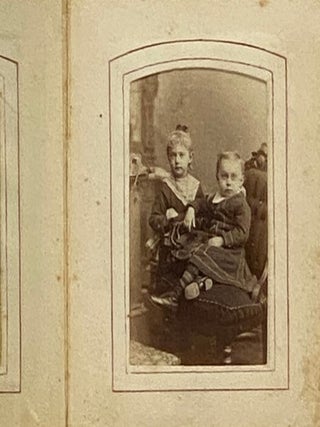 19th Century Photograph Album with Decorative Brass Clasp, Embossed Design with Color Cameo Portrait, Gilt Edges