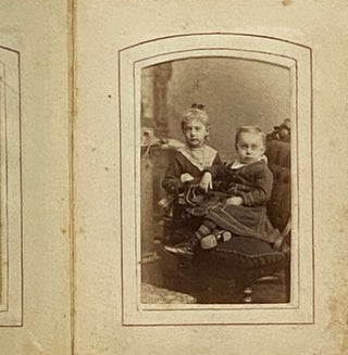 19th Century Photograph Album with Decorative Brass Clasp, Embossed Design with Color Cameo Portrait, Gilt Edges