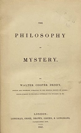 The Philosophy of Mystery.