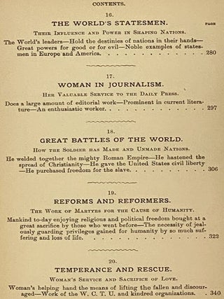 The World's Progress as Wrought by Men and Women in Art, Literature, Education, Philanthropy, Reform, Inventions, Business and Professional Life.