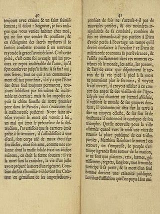 Panegyrique du Sieur Jacques Mathieu Reinhart, Maitre Cordonnier, Prononce le 13e Mois de l'an 2899. Dans la Ville de l'Imagination, Avec Permission de Mgr. l'Archeveque de Bonsens.
